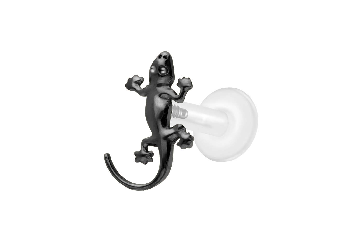 PTFE Labret Piercing mit Innengewinde + Titan-Aufsatz GECKO